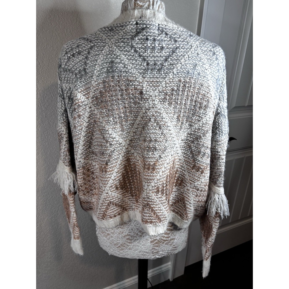 Angie Ombré Fringe Sweater‎ Women's Long Sleeves M Tribal  Southwest Chunky NWT - Picture 7 of 13